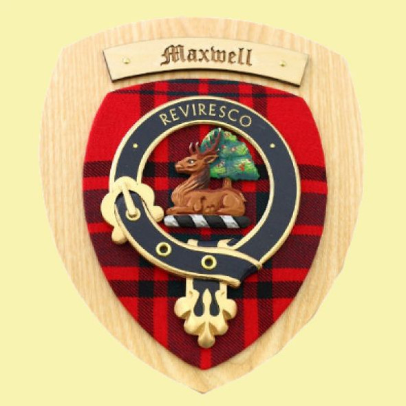 Maxwell Clan Crest Tartan 10 x 12 Woodcarver Wooden Wall Plaque 