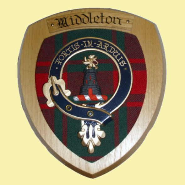Middleton Clan Crest Tartan 7 x 8 Woodcarver Wooden Wall Plaque 