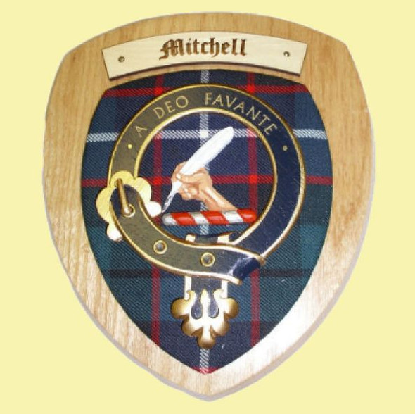 Mitchell Clan Crest Tartan 7 x 8 Woodcarver Wooden Wall Plaque 