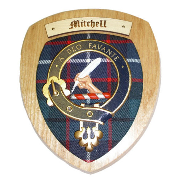 Mitchell Clan Crest Tartan 10 x 12 Woodcarver Wooden Wall Plaque 