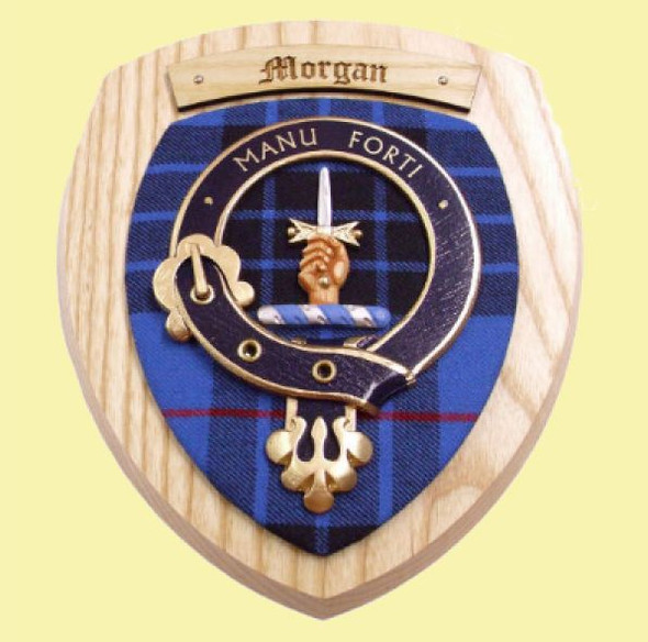 Morgan Clan Crest Tartan 7 x 8 Woodcarver Wooden Wall Plaque 