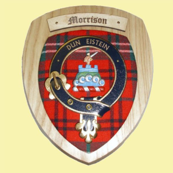 Morrison Clan Crest Tartan 7 x 8 Woodcarver Wooden Wall Plaque 
