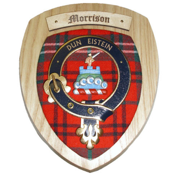 Morrison Clan Crest Tartan 7 x 8 Woodcarver Wooden Wall Plaque 
