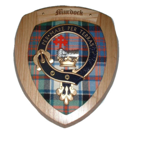 Murdock Clan Crest Tartan 10 x 12 Woodcarver Wooden Wall Plaque 