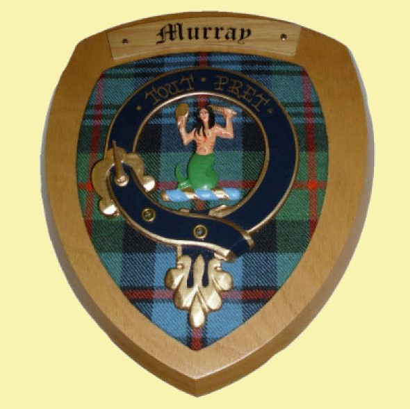 Murray Clan Crest Tartan 7 x 8 Woodcarver Wooden Wall Plaque 