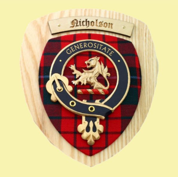 Nicholson Clan Crest Tartan 10 x 12 Woodcarver Wooden Wall Plaque 