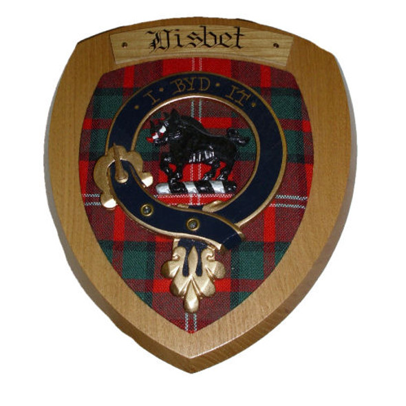 Nisbet Clan Crest Tartan 7 x 8 Woodcarver Wooden Wall Plaque 