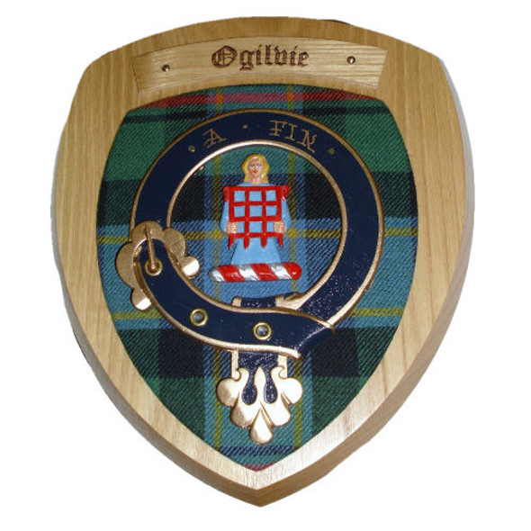 Ogilvie Clan Crest Tartan 7 x 8 Woodcarver Wooden Wall Plaque 