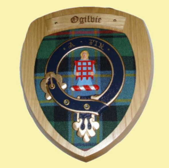 Ogilvie Clan Crest Tartan 10 x 12 Woodcarver Wooden Wall Plaque 