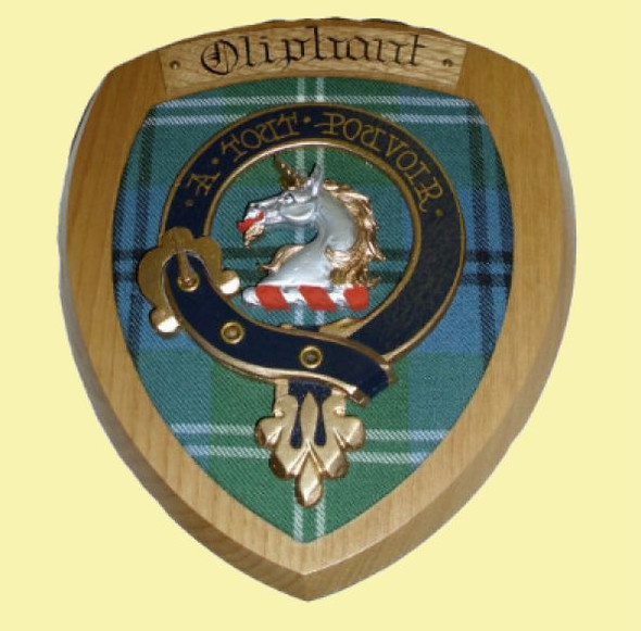 Oliphant Clan Crest Tartan 7 x 8 Woodcarver Wooden Wall Plaque 