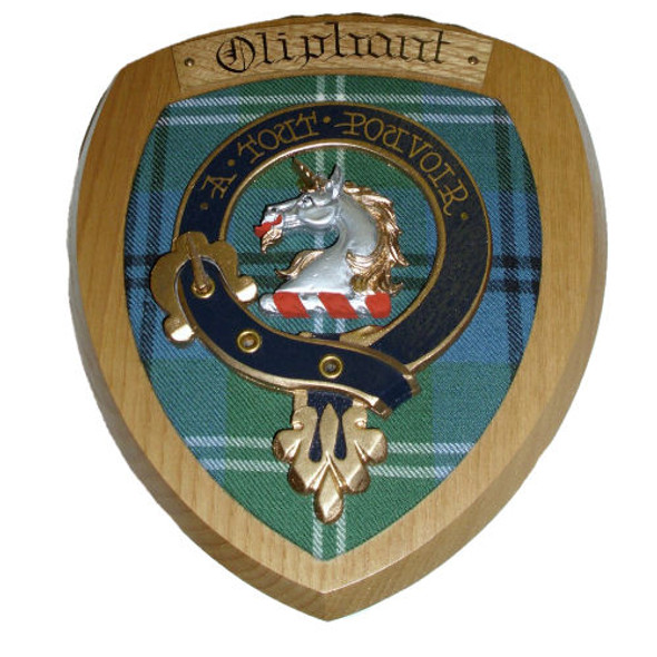 Oliphant Clan Crest Tartan 7 x 8 Woodcarver Wooden Wall Plaque 