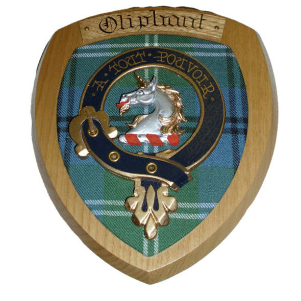 Oliphant Clan Crest Tartan 10 x 12 Woodcarver Wooden Wall Plaque 