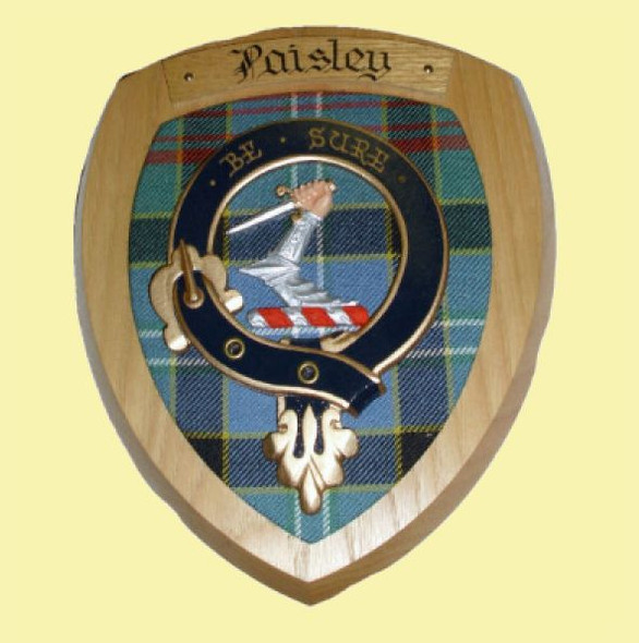 Paisley Clan Crest Tartan 7 x 8 Woodcarver Wooden Wall Plaque 