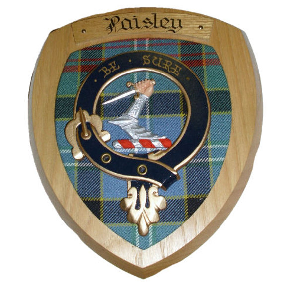 Paisley Clan Crest Tartan 7 x 8 Woodcarver Wooden Wall Plaque 