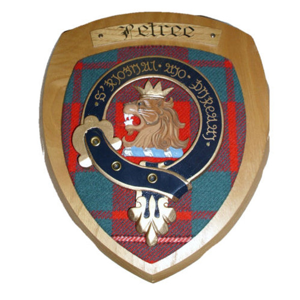 Petree Clan Crest Tartan 10 x 12 Woodcarver Wooden Wall Plaque 