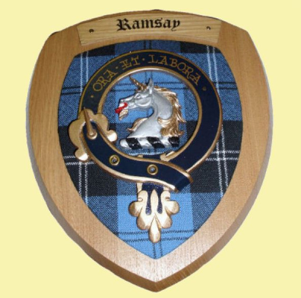Ramsay Clan Crest Tartan 10 x 12 Woodcarver Wooden Wall Plaque 