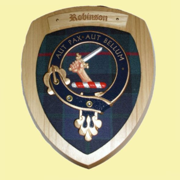 Robinson Clan Crest Tartan 7 x 8 Woodcarver Wooden Wall Plaque 