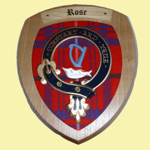Rose Clan Crest Tartan 10 x 12 Woodcarver Wooden Wall Plaque 