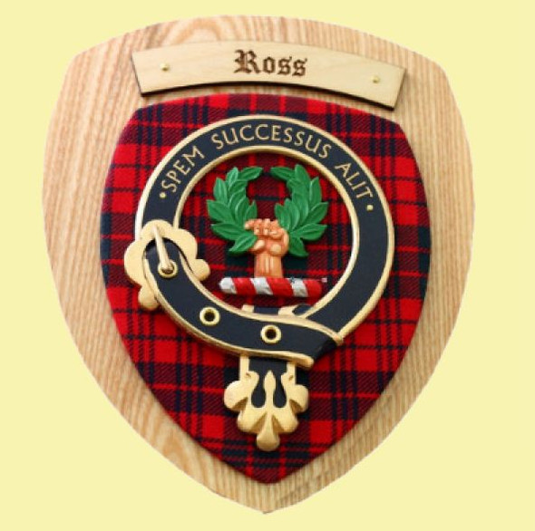 Ross Clan Crest Tartan 7 x 8 Woodcarver Wooden Wall Plaque 