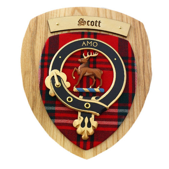 Scott Clan Crest Tartan 7 x 8 Woodcarver Wooden Wall Plaque 