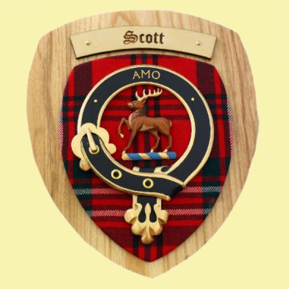 Scott Clan Crest Tartan 7 x 8 Woodcarver Wooden Wall Plaque 