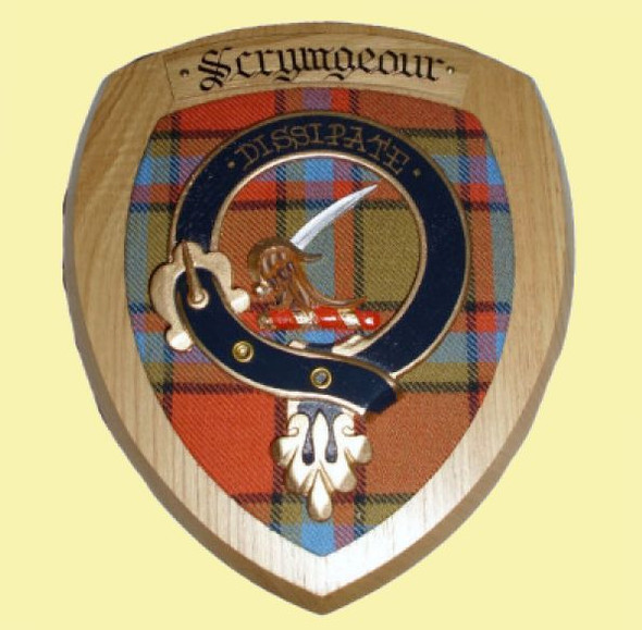 Scrimgeour Clan Crest Tartan 7 x 8 Woodcarver Wooden Wall Plaque 