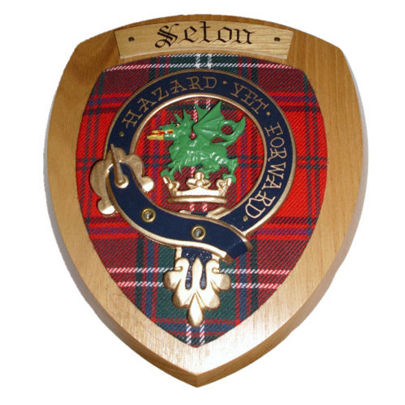 Seton Clan Crest Tartan 10 x 12 Woodcarver Wooden Wall Plaque 