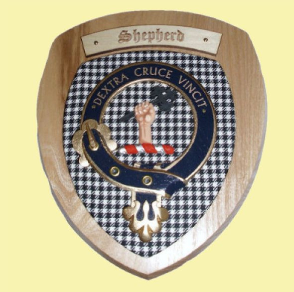 Shepherd Clan Crest Tartan 10 x 12 Woodcarver Wooden Wall Plaque 