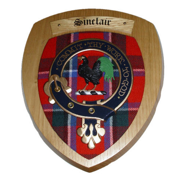 Sinclair Clan Crest Tartan 7 x 8 Woodcarver Wooden Wall Plaque 