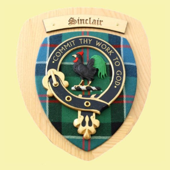 Sinclair Clan Crest Tartan 10 x 12 Woodcarver Wooden Wall Plaque 