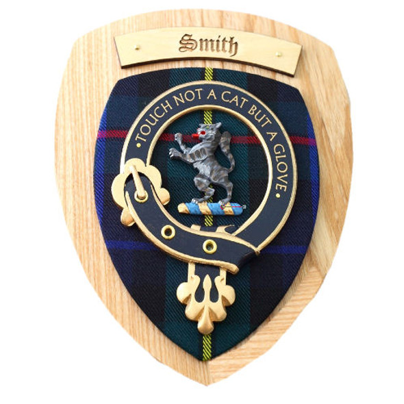 Smith Clan Crest Tartan 10 x 12 Woodcarver Wooden Wall Plaque 