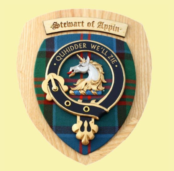 Stewart Of Appin Clan Crest Tartan 10 x 12 Woodcarver Wooden Wall Plaque 