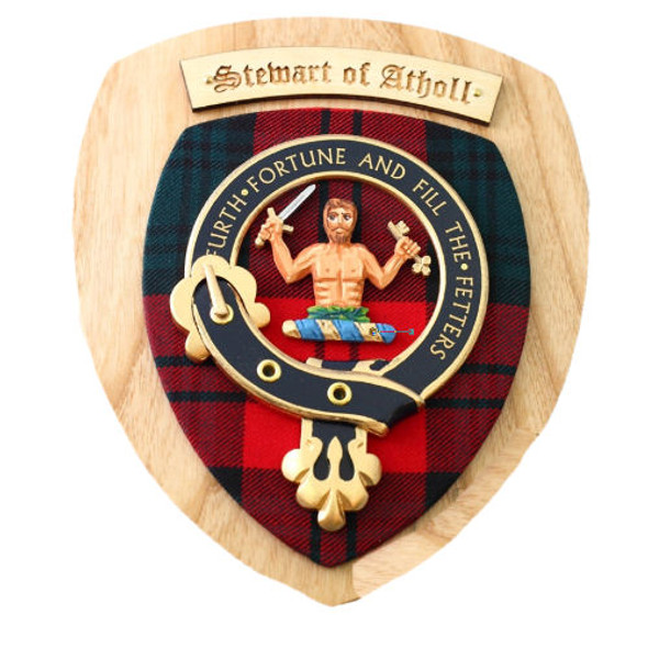 Stewart Of Athol Clan Crest Tartan 10 x 12 Woodcarver Wooden Wall Plaque 