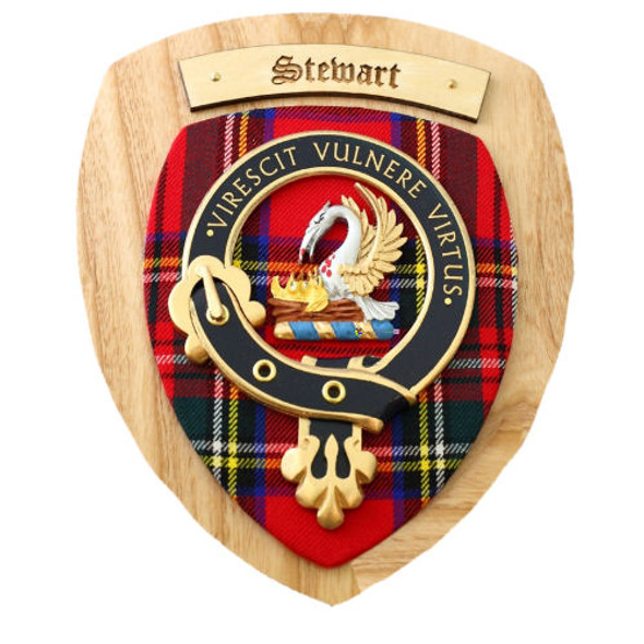 Stewart Clan Crest Tartan 10 x 12 Woodcarver Wooden Wall Plaque 
