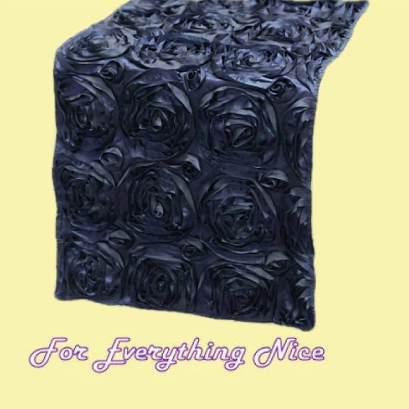 Navy Blue Grandiose Rosette Wedding Table Runners Decorations x 5 For Hire