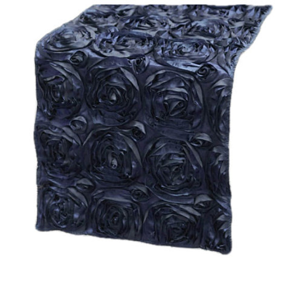Navy Blue Grandiose Rosette Wedding Table Runners Decorations x 5 For Hire
