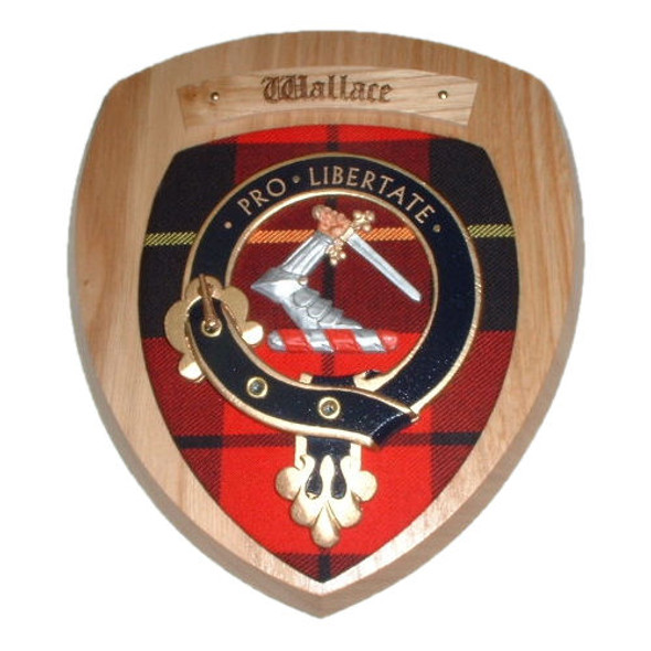 Wallace Clan Crest Tartan 10 x 12 Woodcarver Wooden Wall Plaque 