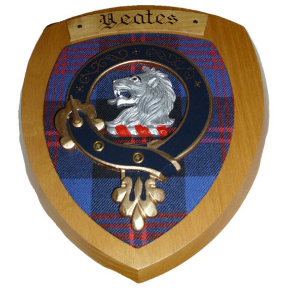 Yeates Clan Crest Tartan 10 x 12 Woodcarver Wooden Wall Plaque 