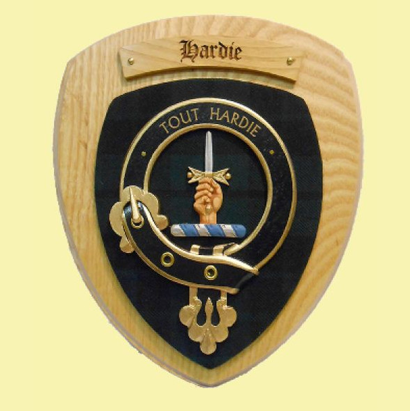 Hardie Clan Crest Tartan 7 x 8 Woodcarver Wooden Wall Plaque 