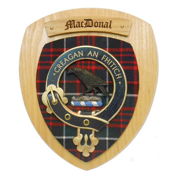 MacDonal Clan Crest Tartan 7 x 8 Woodcarver Wooden Wall Plaque 