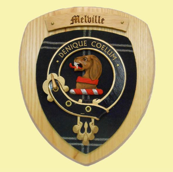 Melville Clan Crest Tartan 7 x 8 Woodcarver Wooden Wall Plaque 