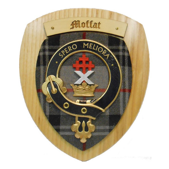 Moffat Clan Crest Tartan 10 x 12 Woodcarver Wooden Wall Plaque 