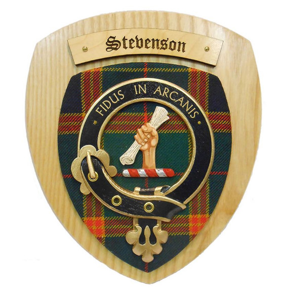 Stevenson Clan Crest Tartan 7 x 8 Woodcarver Wooden Wall Plaque 