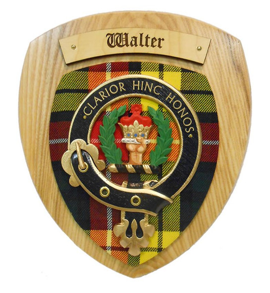 Walter Clan Crest Tartan 10 x 12 Woodcarver Wooden Wall Plaque 