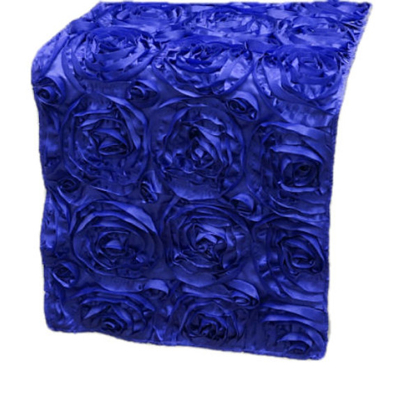 Royal Blue Grandiose Rosette Wedding Table Runners Decorations x 5 For Hire