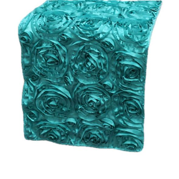 Turquosie Grandiose Rosette Wedding Table Runners Decorations x 5 For Hire