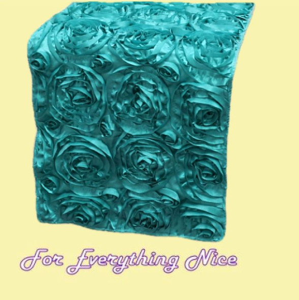 Turquosie Grandiose Rosette Wedding Table Runners Decorations x 10 For Hire