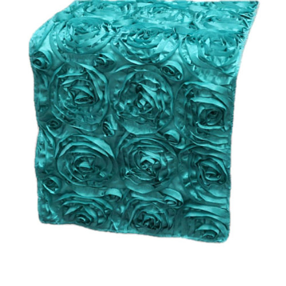 Turquosie Grandiose Rosette Wedding Table Runners Decorations x 10 For Hire