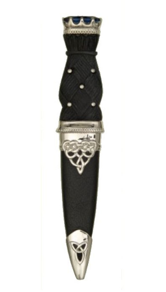 Celtic Knotwork Studded Polished Deluxe No Crest Stone Top Sgian Dubh