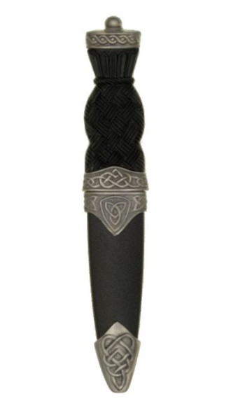 Celtic Antiqued Knotwork Detail No Crest Ball Top Sgian Dubh